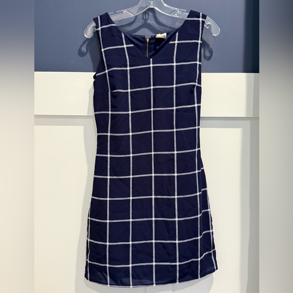 Japna Navy Mini Mod Dress with White Windowpane Size XS
